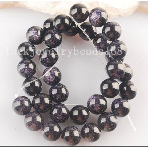 Free shipping Women Fashion Jewelry 10mm Fashion Blue Goldstone Round Loose Beads 15.5" FG6254