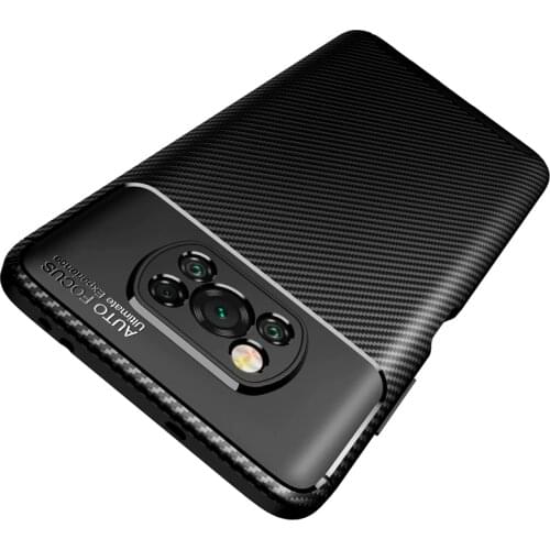 HATOLY Carbon Fiber Cover For Xiaomi Poco X3 NFC Case Funda Xiaomi Poco X3 NFC Ultra Thin Back Case For Xiaomi Poco X3 NFC Cover