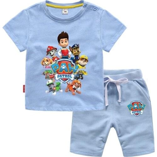 Paw Patrol Cotton Kid Boys Girlsc Artoon Pictures Anime Figures T-shirt Shorts Suit Summer Baby Sports Suit Cool Comfortable