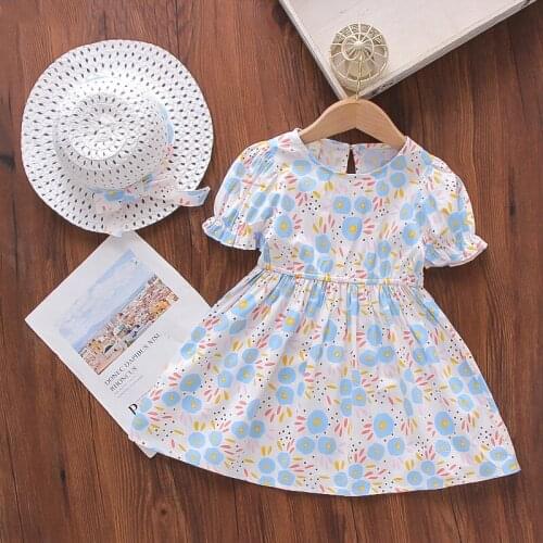 Girls baby summer kids clothes birthday dress dresses for toddler girls baby clothing children printed short-sleeved dress