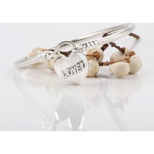 TOP SALE Authentic 100% 925 Sterling Silver Love Of Your Heart-shaped Snake Bone Bangle & Bracelet Christmas Gift