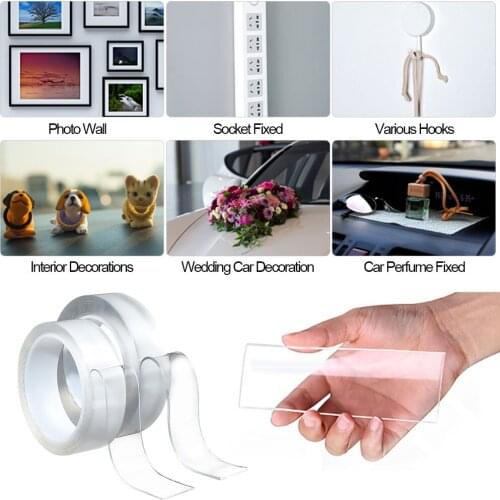 1/2/3/5M Tape Double Sided Waterproof Wall Stickers Transparent Monster Tape Nano Magic Reusable Tracsless Heat Resistant Tape