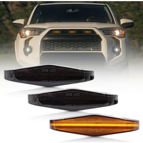 Smoked Lens Amber Led Front Grille Daytime Running Light for 2014-up Toyota 4Runner Directly Fit for OEM Grill Markers 3PC