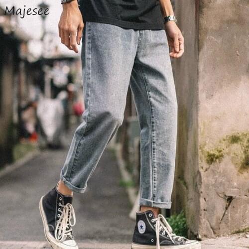 Men Jeans Solid Holes Plus Size 3XL Chic Simple Couples Oversize High Quality Streetwear Mens Denim Trousers All-match Vintage