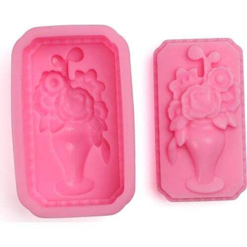 Facemile 1PCS Flower Vase Fondant Cake Decorating Mold Cake Cookie Chocolate Candy Mold Tool Soap Mould Silicone Baking Tool