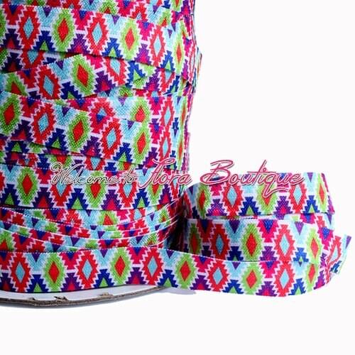 FLRA Elastic(100yards per lot) wholesale thermal printing aztec fold over elastic ribbons