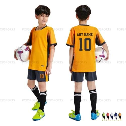 Custom Boys Football Jersey tracksuit DIY Kids Soccer Uniforms Sports Suit Orange/Red/White/Blue/Green