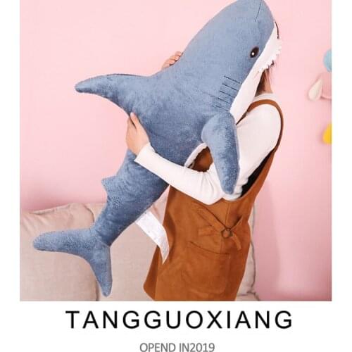60-100cm Big Size Shark Large Plush Toy Pillow Soft Stuffed Sea Animals Doll Cushion Xmas Gift For Baby Kid Children Playmate