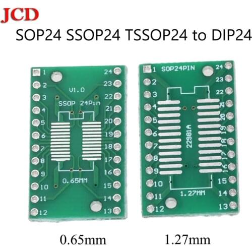 JCD New SOP24 SSOP24 TSSOP24 to DIP24 PCB Pinboard SMD To DIP 0.65mm/1.27mm to 2.54mm DIP Pin Pitch PCB Board Converter Socket