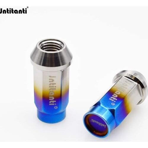 Jntitanti Cone seat open end Gr5 titanium alloy lug nut M12/M14*1.25/1.5*45mm wheel hub nut