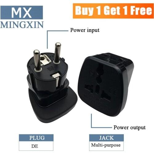 Buy one get one free adapter eu travel adapter plug for France and Germany Russia Belgium Tunisia with security gate