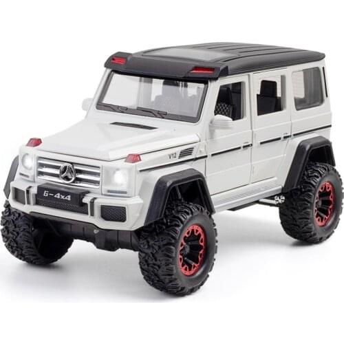 Hot scale 1:24 orv diecast car benz G500 4x4 v12 metal model with light and sound pull back vehicle alloy toys collection