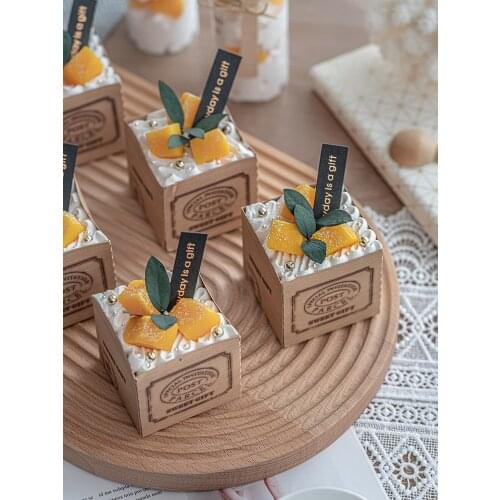 Emulational Cake Model Square Fruit Paper Cup Decoration Scene Layout Dessert Table Decoration Shooting Props Handmade Shooting