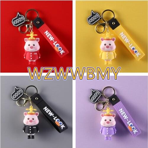 Gentleman Cartoon Sweater Piggy Doll Key chain Couple Backpack Pendant Keyring Creative Cute Car Bag Keychains Ornament