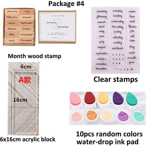 4 optional set Wood Stamp/Clear Stamp/Ink Pad/Acrylic Block For DIY Scrapbooking Decor Photo Album Making