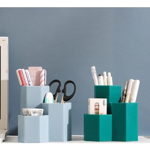 Pen Holder Office Desk Organizer for Pencil Cosmetic Makeup Desktop Storage Box School Large Capacity Stationery Storage Box