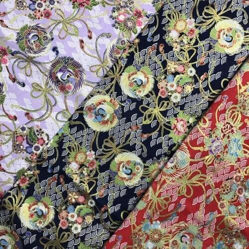 Factory direct sales of cotton printed fabric, Japanese style bronzing group crane clothing head flower pet collar and other clo
