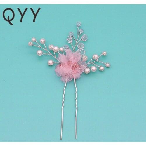 QYY Austrian Crystal Pearl Handmade Hairpin luxury crystal wedding tiara Party Fashion Hair Jewelry