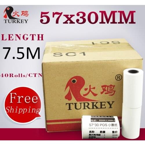 Thermal Paper roll 57 x 30 MM Mobile POS Receipt Paper, 40 Rolls / Carton