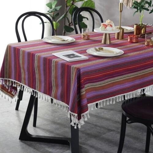 Tassel table cloth Tablecloths Table Cover for kitchen Christmas Coffe Table Dining Table Bohemia mantel mesa Mexican Blanket