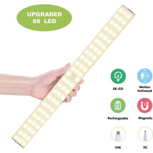 Ultra Bright 23/40cm LED Under Cabinet Light USB Rechargeable Motion Sensor Closet Night Light Kitchen Wardrobe Closet Wall Lamp
