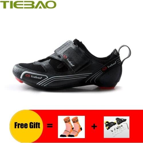 TIEBAO Triathlon cycling shoes men professional breathable self-locking SPD-SL Cleats breathable road riding bicycle sneakers