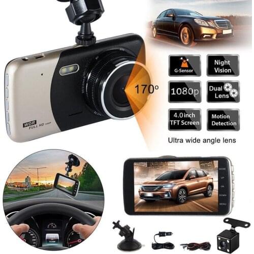 4 Inch Car Dvr Auto Camera Dual Lens FHD 1080P Dash Cam Video Recorder Rear View Night Vision G-Sensor Registrator