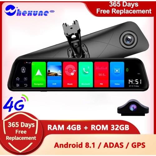 WHEXUNE 4G Car DVR 12" Android Stream RearView Mirror 1080P ADAS Dash Cam Camera Video Recorder Auto Registrar Dashcam GPS DVRS