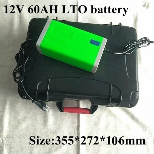 Waterproof 12v 60ah LTO Battery Pack Lithium Titanate 100A BMS for 1200w Solar Solar Boat Backup Power Bike EV + 10A Charger