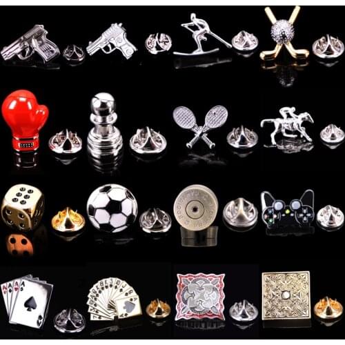High quality sports Brooch Gold silvery mixed Boxing gloves football necktie pin Mens Lapel Pin jewelry accessorie wholesale