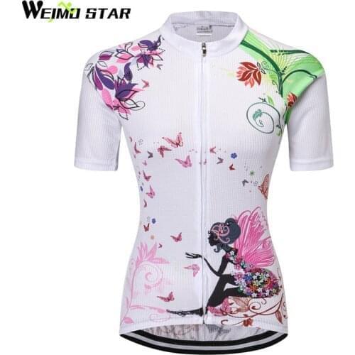 Weimostar Cycling Jersey 2019 Angel Women Cycling Clothing Summer Breathable Short Bicycle Jersey mtb Bike Wear Clothes Ciclismo