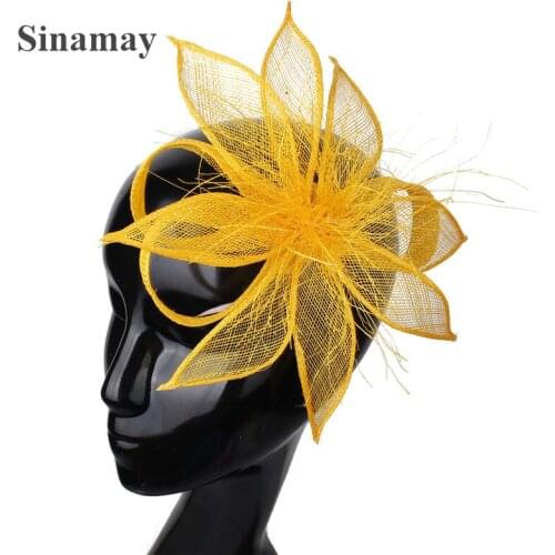 Ladies Sinamay Fascinator Hair pins Women Party Dinner Headwear Wedding Race Hair Accessories Hairpin Party Hat Fancy Feathers