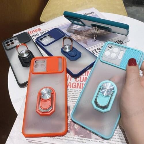 Camera Lens Protective Case For OPPO Reno 5 Pro 4F 4 Lite A93 F17 Pro Translucent Ring Stand Holder Smartphone Back Cover Shell