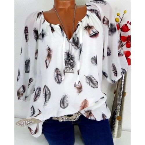 2020 Women Shirts Summer Autumn Casual V-neck Chiffon Blouse Women Tops And Blouses Half Sleeve Black White Ladies Shirt