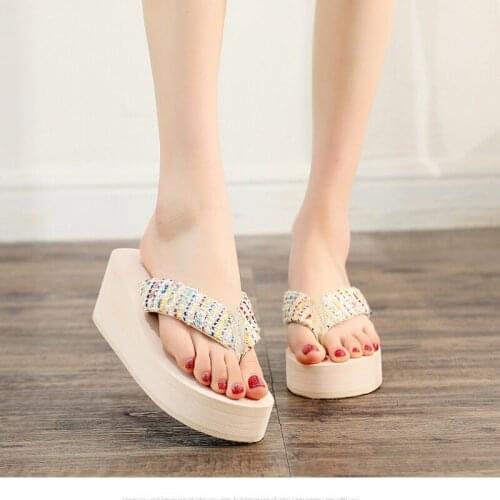 Summer Small Incense Wind Slope With Flip Flops Womens Shoes Thick-Soled Non-Slip Sandals Home Outdoor Leisure Beach Slippers