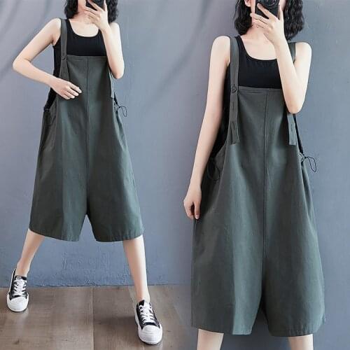 Large Size Womens Shorts Jumpsuits Summer Casual Loose Wide Leg Shorts Fashion Overalls Rompers Women Solid Shorts Pants