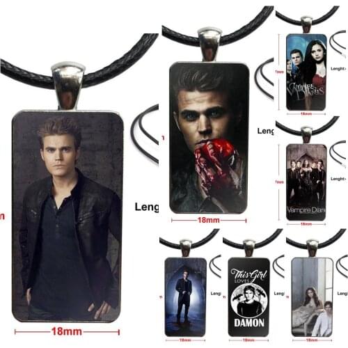 The Vampire Diaries Tv Show Design For Women Kids Necklace Fashion Long Chain With Rectangle Necklace Jewelry