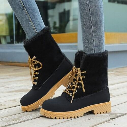 Snow Boots Women Winter Shoes Black Casual Ankle Boots for Women Warmest Sneakers Fashion Ladies Shoes Black Pink Punk Boots