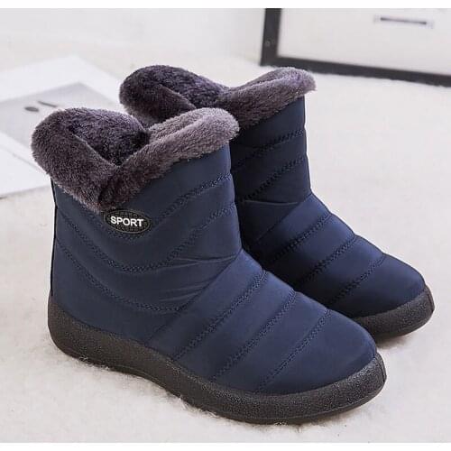 Winter shoes woman casual lightweight zip warm plush fur women boots 2021 waterproof snow boots winter ankle boots women shoes