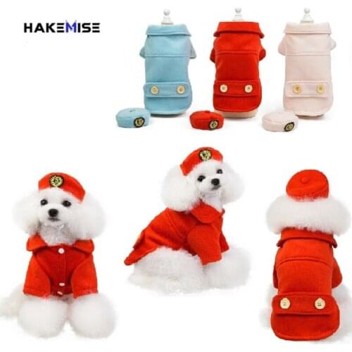 2019 New Winter Dog Coat Pet Puppy Dog Cat Clothes Flight Attendant Cosplay Coat Jacket Pets Clothing For Small Dogs Chihuahua