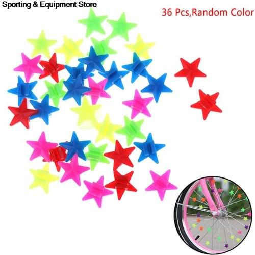 36Pcs Star Shape Bicycle Bike Wheel Plastic Spoke Bead Children Kids Clip Colored Decoration Random Color