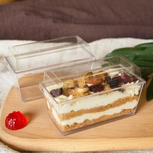 50pcs Net red 150ml Mousse cup plastic disposable pudding mango small box cake dessert transparent square tiramisu cup with lid