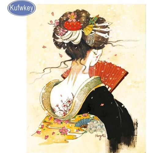5D DIY Cross Stitch Full Square/round Diamond Painting japanese geisha Diamond Embroidery Rhinestone Mosaic Creative Decor Home