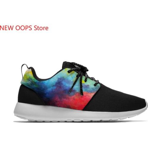 Abstract multicolor waves digital art New Arrive Lightweight Sport Running Mesh Shoes Men Women Casual Breathable Sneakers