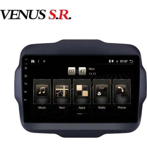 VenusSR Android 9.0 2.5D IPS 4G+64G Car DVD Player GPS Navigation Multimedia For Jeep Renegade Radio 2016-2017 car stereo