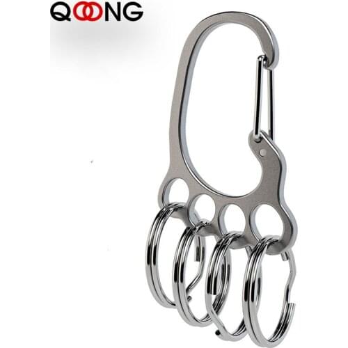 QOONG Big Feet Key Chain Thicken Stainless Steel Car Key Ring Holder for Men Women Waist Hanged Keyholder with 4 Keyrings Y66