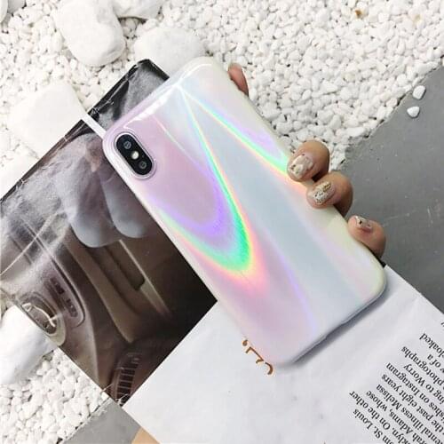 Aurora Laser Gradient Marble Case for iPhone 11 Pro Max X XR XS 12 Beautiful Glossy Silicone Case For iPhone 6s 7 8 Plus Cover