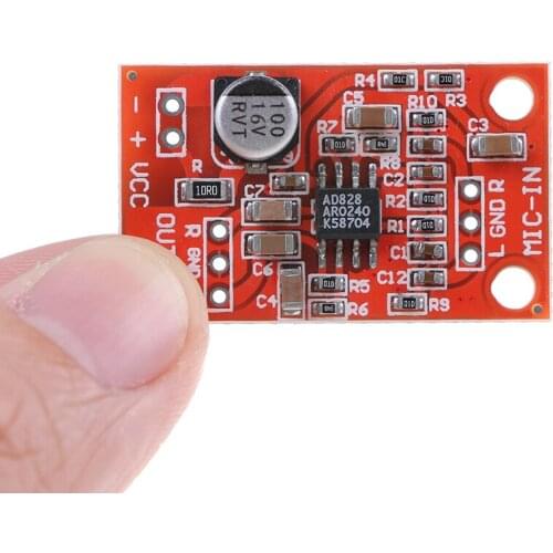 DC 3.7V-15V 12V AD828 Stereo Dynamic Microphone Preamplifier Board Mic Preamp DC 3.7V-15V 12V