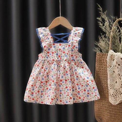 0-3 Years Baby Girls Dress Sleeveless Floral Print Backless Newborn Infant Kids Clothes Summer Princess Party Dress Sundress