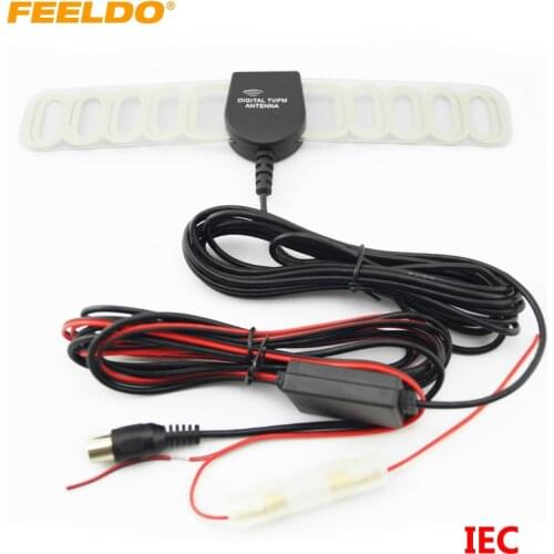 FEELDO 1Set Car IEC Connector Active TV Antenna Aerial With Built-in Amplifier #AM954